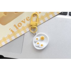 White Egg Plate Keychain